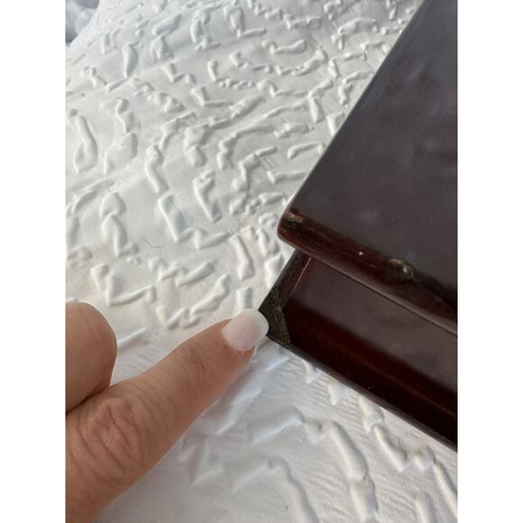 Vintage Bombay Company Wood Sloped Hinged Lid Desk Organizer Keepsakes Box - Picture 9 of 13